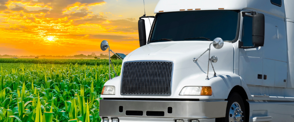 photo of truck and corn field